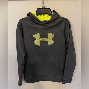 Under Armour Boys Dark GrayHoodie with Yellow Logo
